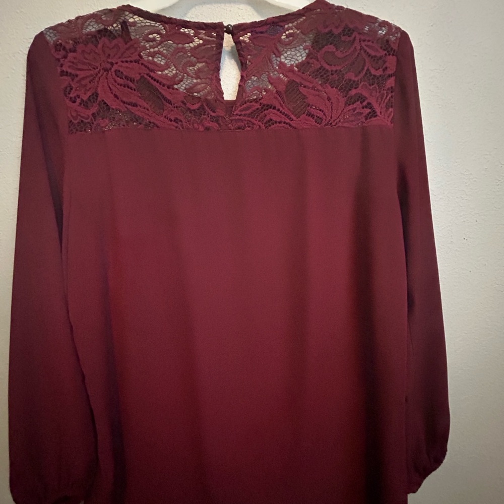 Apt. 9 Burgundy Lace Accent Blouse